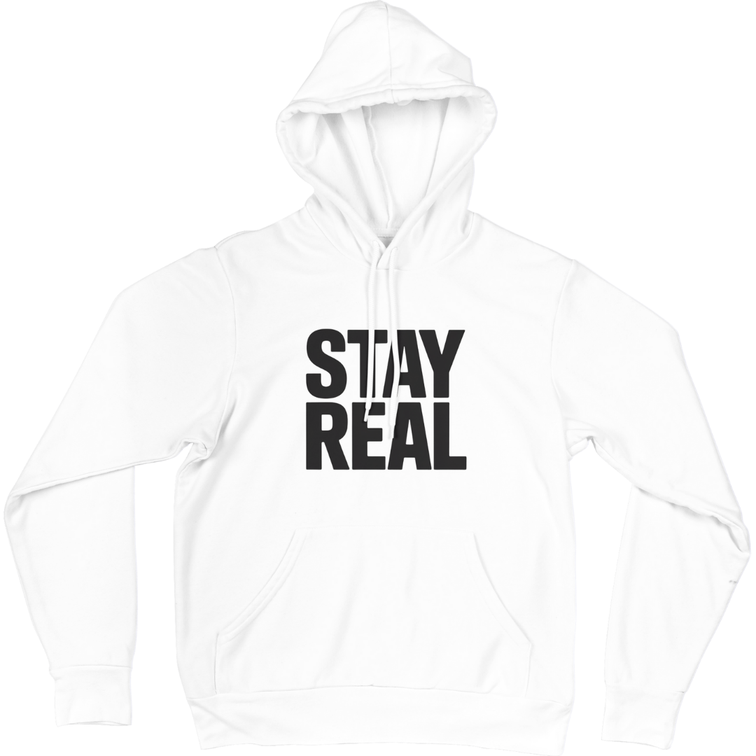 تصميم جريء بلمسة قوة Stay Real – هودي