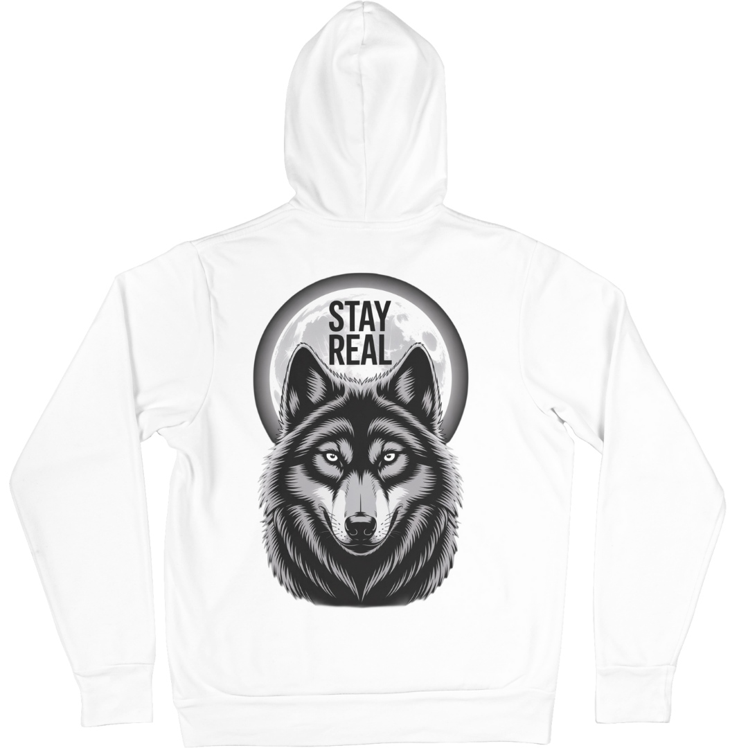 تصميم جريء بلمسة قوة Stay Real – هودي