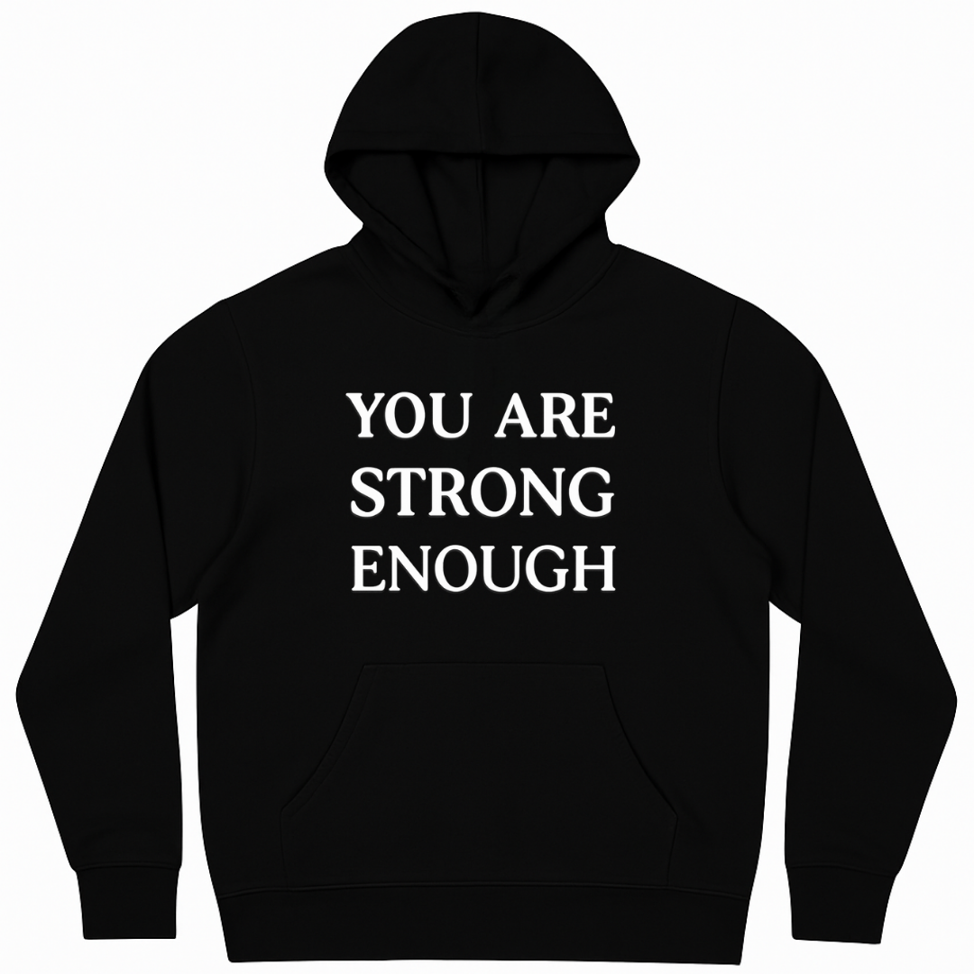 الأسود خامة قطن 100% ميلتون  "Be Brave – You Are Strong Enough" هودى