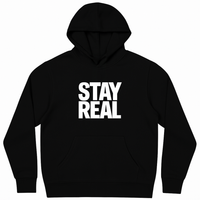 تصميم جريء بلمسة قوة Stay Real – هودي