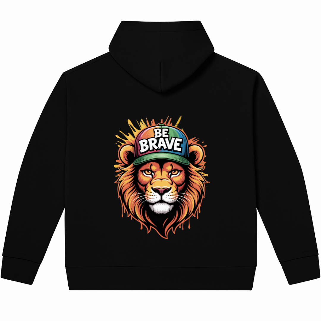 الأسود خامة قطن 100% ميلتون  "Be Brave – You Are Strong Enough" هودى